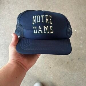 Vintage 80s Notre dame fighting Irish navy blue mesh back trucker SnapBack hat